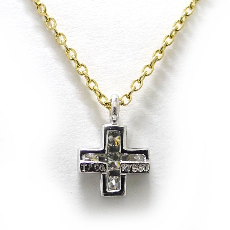 Tiffany & Co Necklace Cross 750yg 18k Yellow Gold Pt950 Yellow Gold Platinum