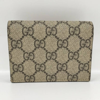 Gucci Bifold Wallet Heart Motif GG Supreme PVC Leather Beige Brown