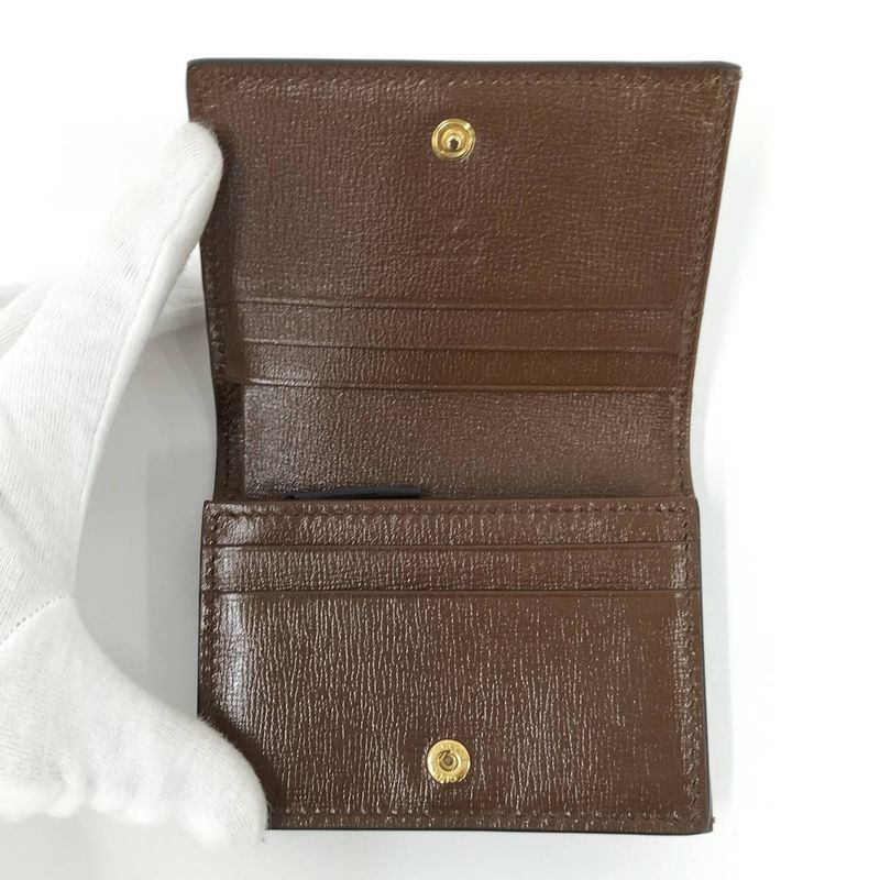 Gucci Bifold Wallet Heart Motif GG Supreme PVC Leather Beige Brown