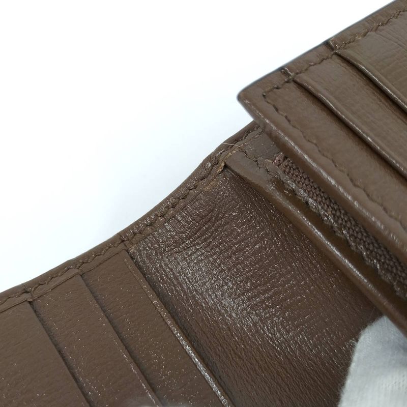 Gucci Bifold Wallet Heart Motif GG Supreme PVC Leather Beige Brown