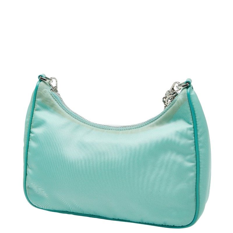 Prada Triangle Logo Plate Chain Handbag Shoulder Bag 2WAY Light Green Nylon
