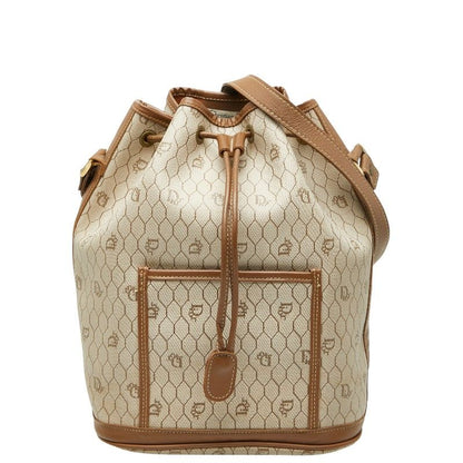 Dior Honeycomb Crossbody Shoulder Bag Beige Brown PVC Leather Women's Dior