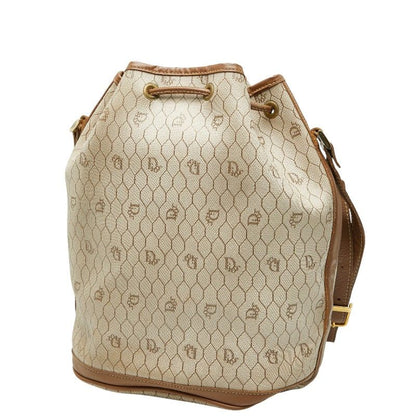 Dior Honeycomb Crossbody Shoulder Bag Beige Brown PVC Leather Women's Dior