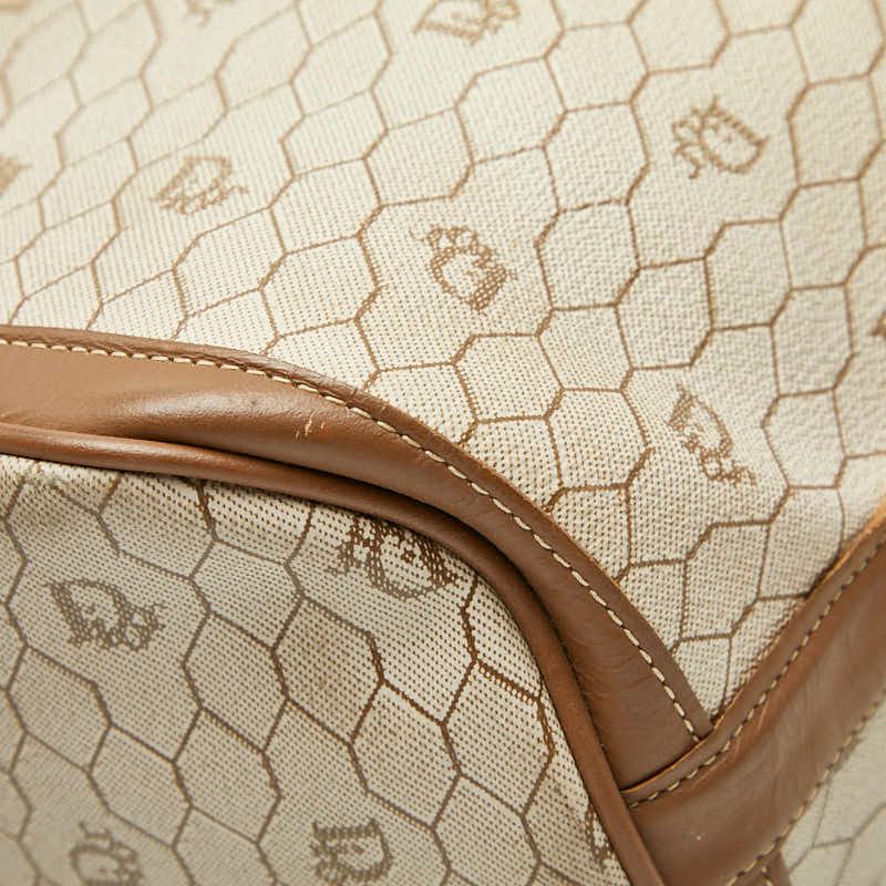 Dior Honeycomb Crossbody Shoulder Bag Beige Brown PVC Leather Women's Dior