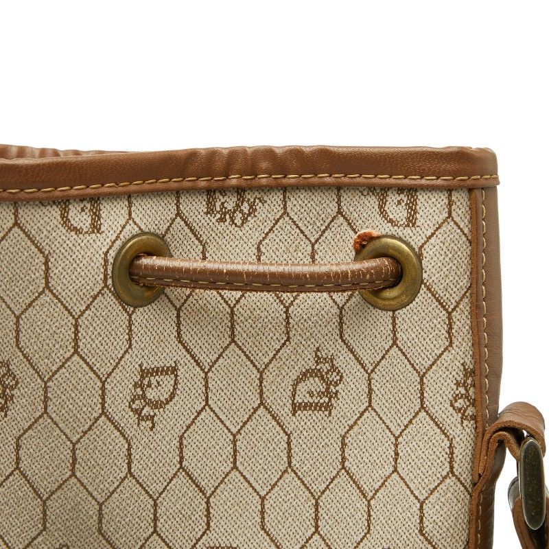 Dior Honeycomb Crossbody Shoulder Bag Beige Brown PVC Leather Women's Dior