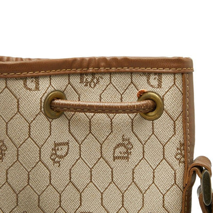 Dior Honeycomb Crossbody Shoulder Bag Beige Brown PVC Leather Women's Dior