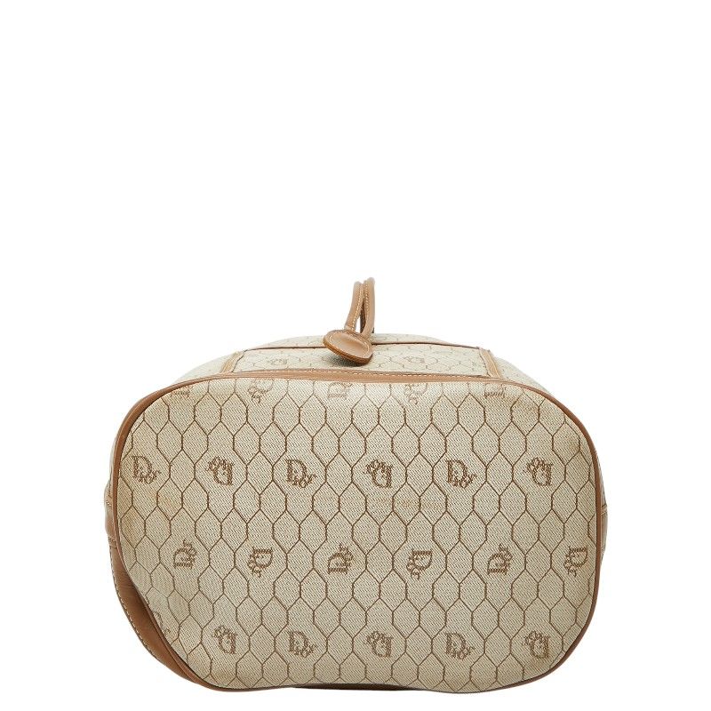 Dior Honeycomb Crossbody Shoulder Bag Beige Brown PVC Leather Women's Dior