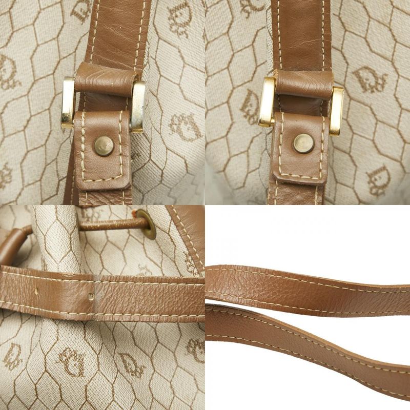 Dior Honeycomb Crossbody Shoulder Bag Beige Brown PVC Leather Women's Dior