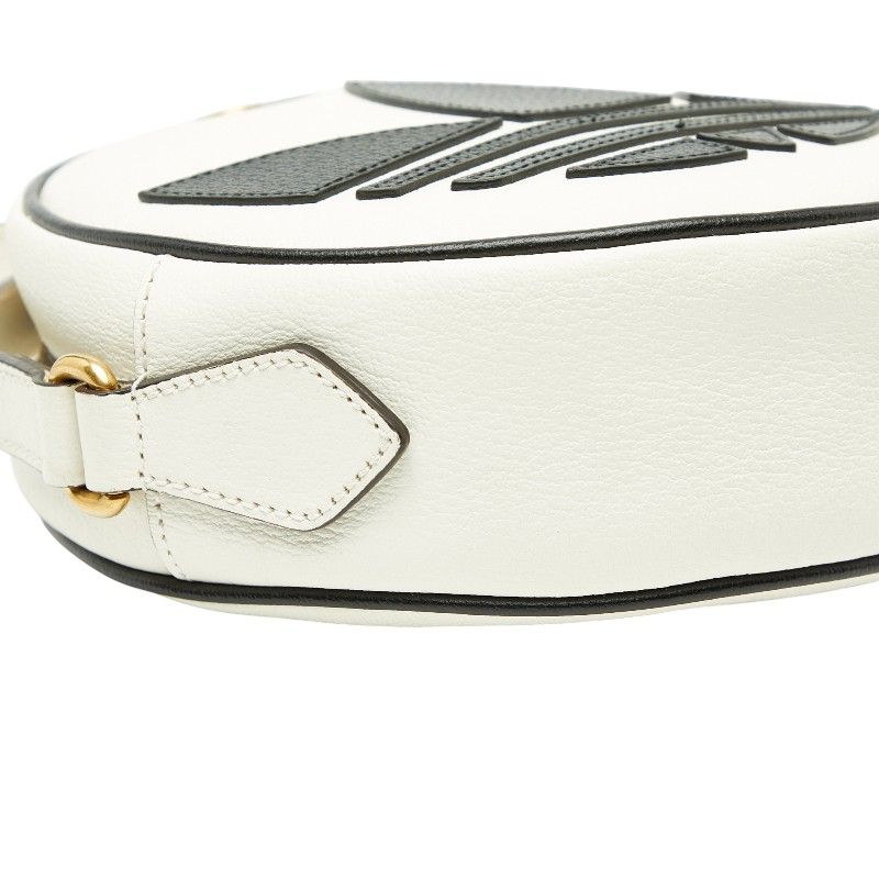 Gucci X Adidas Ggmarmont Crossbody Shoulder Bag 702626 White Black Leather