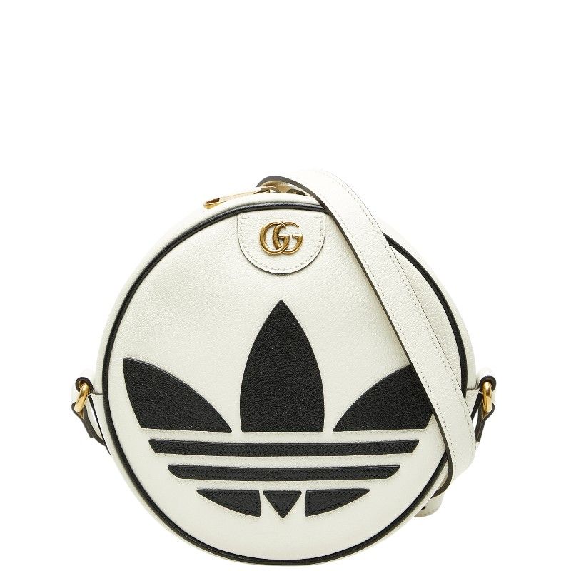 Gucci X Adidas Ggmarmont Crossbody Shoulder Bag 702626 White Black Leather