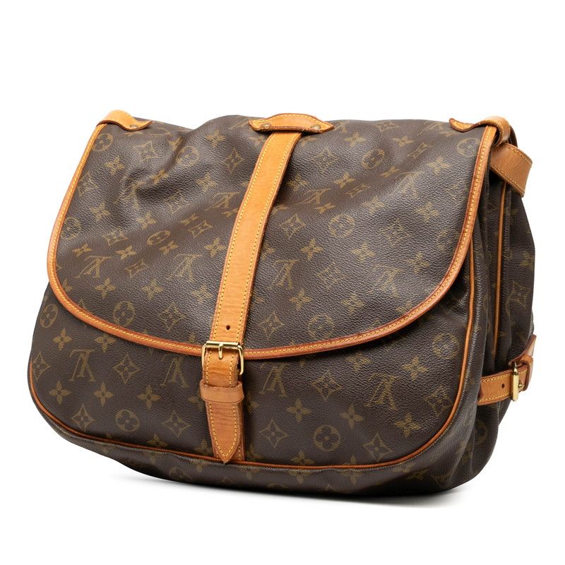 Louis Vuitton Monogram Saumur 35 Crossbody Shoulder Bag M42254 Brown PVC
