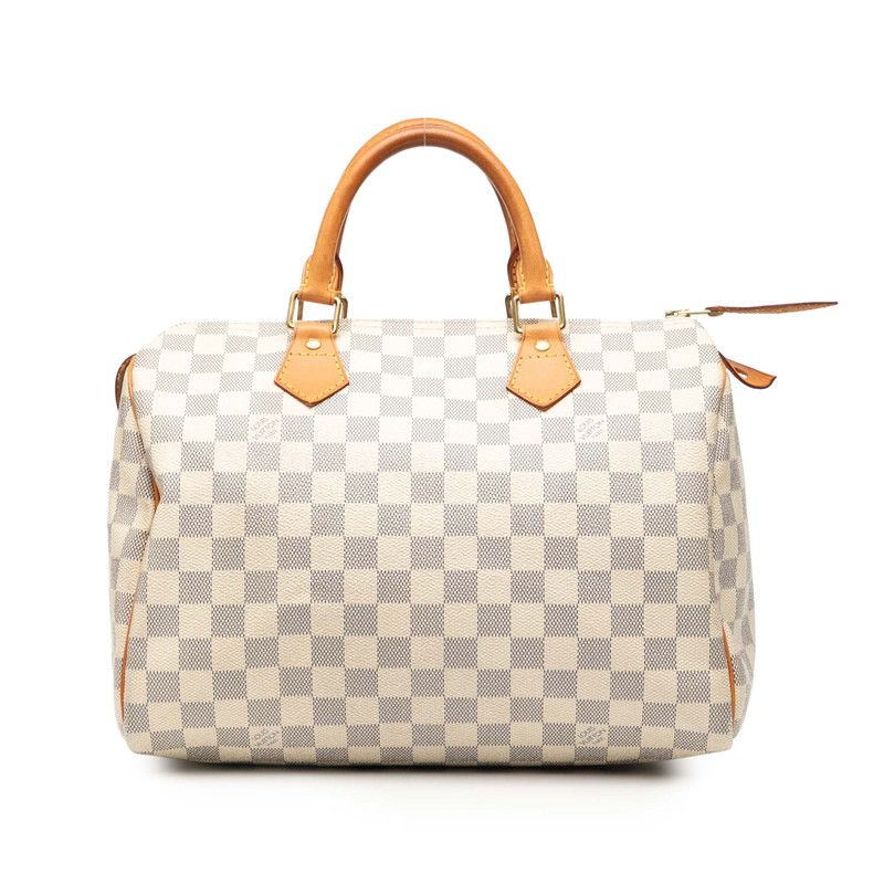 Louis Vuitton Damier Azure Speedy 30 Handbag Mini Boston Bag N41533 White PVC