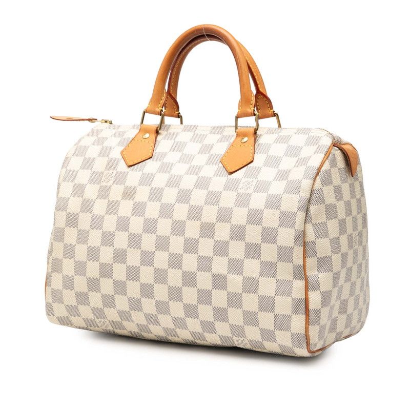Louis Vuitton Damier Azure Speedy 30 Handbag Mini Boston Bag N41533 White PVC