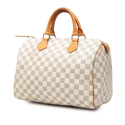 Louis Vuitton Damier Azure Speedy 30 Handbag Mini Boston Bag N41533 White PVC