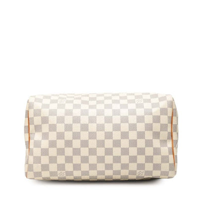 Louis Vuitton Damier Azure Speedy 30 Handbag Mini Boston Bag N41533 White PVC