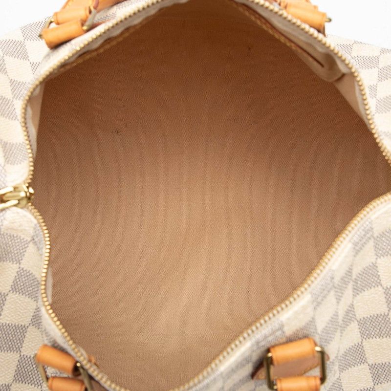 Louis Vuitton Damier Azure Speedy 30 Handbag Mini Boston Bag N41533 White PVC