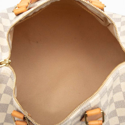 Louis Vuitton Damier Azure Speedy 30 Handbag Mini Boston Bag N41533 White PVC