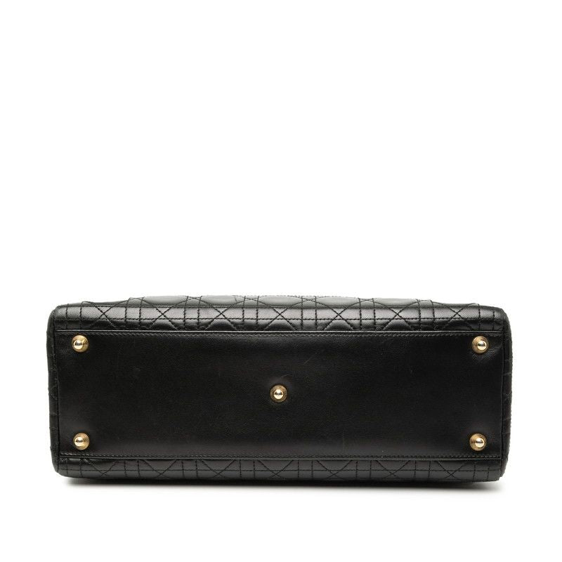 Dior Cannage Lady Dior Large Handbag Shoulder Bag 2WAY Black Leather Ladies Dior