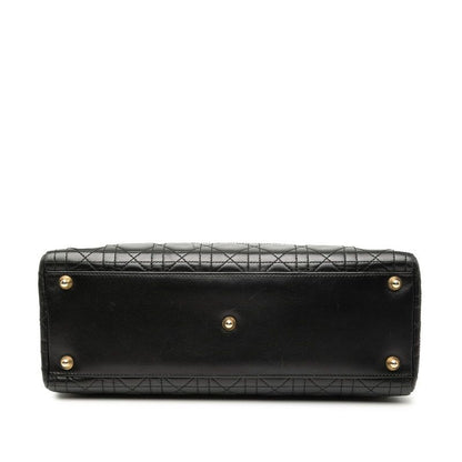 Dior Cannage Lady Dior Large Handbag Shoulder Bag 2WAY Black Leather Ladies Dior
