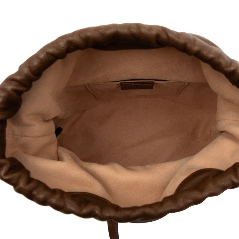 Gucci GG Canvas Horsebit 1955 Bucket Bag Shoulder Bag 602118 Brown Leather