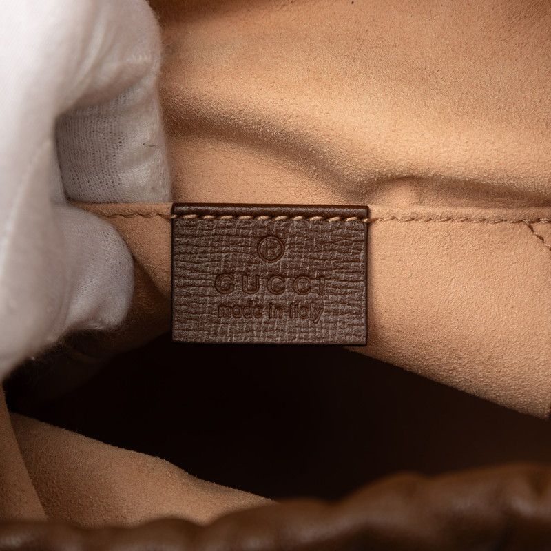 Gucci GG Canvas Horsebit 1955 Bucket Bag Shoulder Bag 602118 Brown Leather