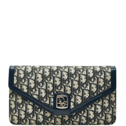 Dior Trotter Clutch Bag Second Bag Navy Beige Canvas Leather Women's Dior