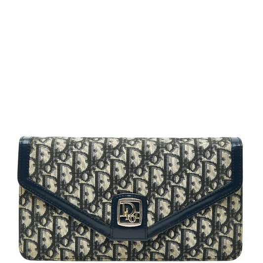 Dior Trotter Clutch Bag Second Bag Navy Beige Canvas Leather Women's Dior