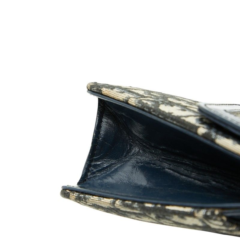 Dior Trotter Clutch Bag Second Bag Navy Beige Canvas Leather Women's Dior