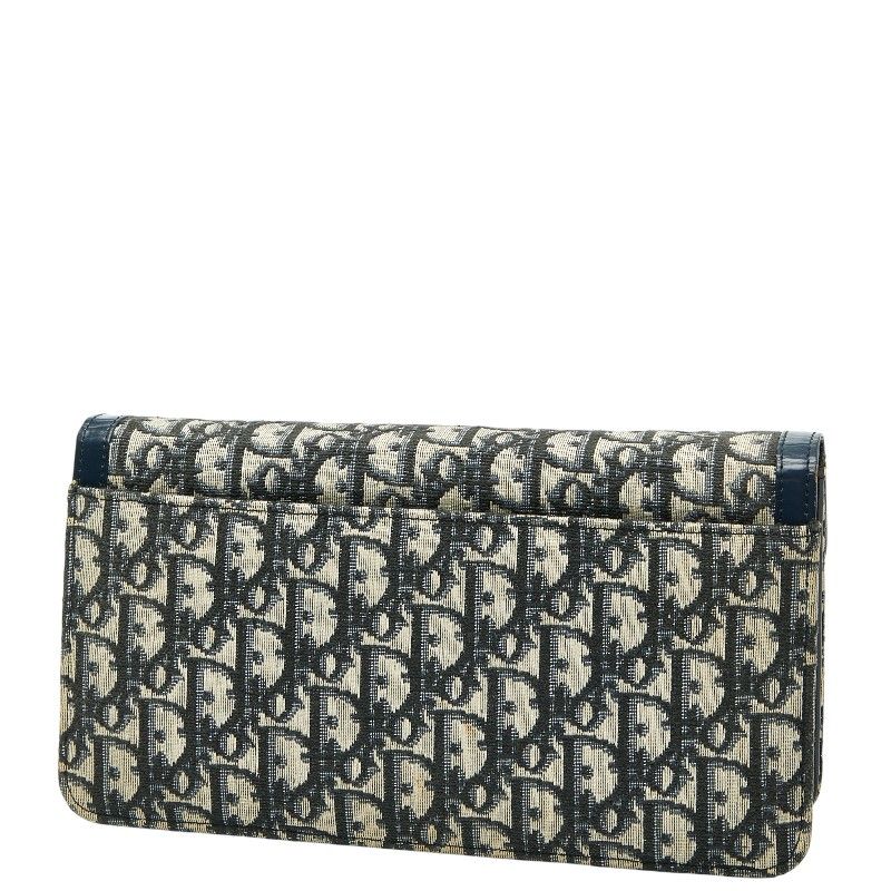 Dior Trotter Clutch Bag Second Bag Navy Beige Canvas Leather Women's Dior