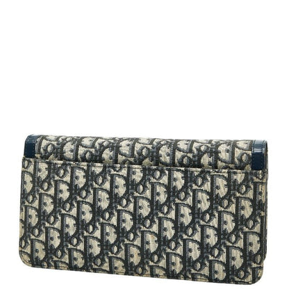 Dior Trotter Clutch Bag Second Bag Navy Beige Canvas Leather Women's Dior