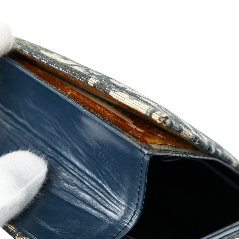 Dior Trotter Clutch Bag Second Bag Navy Beige Canvas Leather Women's Dior