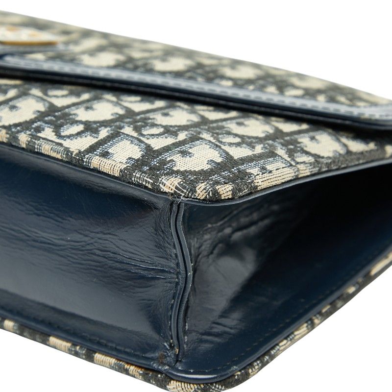 Dior Trotter Clutch Bag Second Bag Navy Beige Canvas Leather Women's Dior