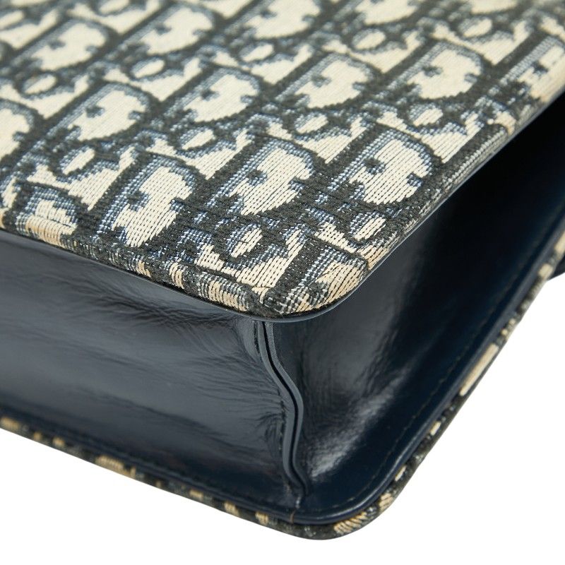 Dior Trotter Clutch Bag Second Bag Navy Beige Canvas Leather Women's Dior