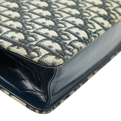Dior Trotter Clutch Bag Second Bag Navy Beige Canvas Leather Women's Dior