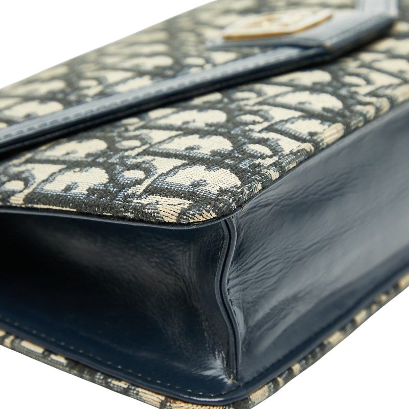 Dior Trotter Clutch Bag Second Bag Navy Beige Canvas Leather Women's Dior