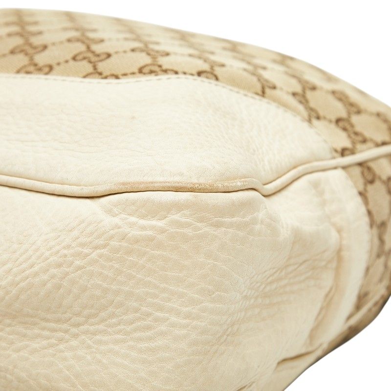 Gucci GG Canvas Bamboo Handbag Shoulder Bag 2WAY 282315 Brown Ivory Canvas