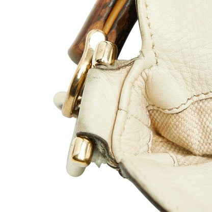 Gucci GG Canvas Bamboo Handbag Shoulder Bag 2WAY 282315 Brown Ivory Canvas