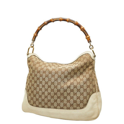 Gucci GG Canvas Bamboo Handbag Shoulder Bag 2WAY 282315 Brown Ivory Canvas