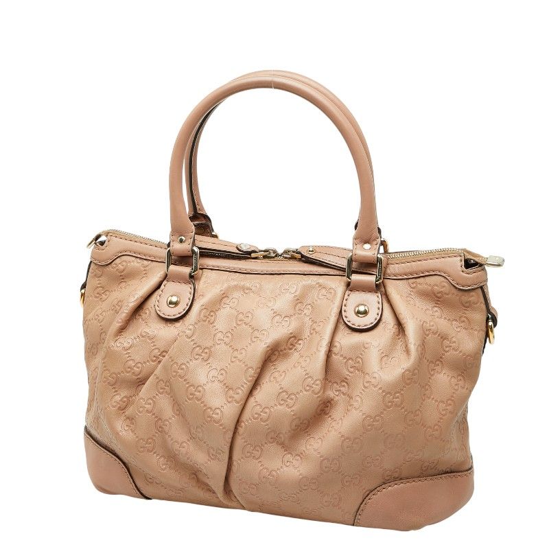 Guccissima Sookie Handbag Shoulder Bag 2WAY 247902 Beige Pink Canvas Leather