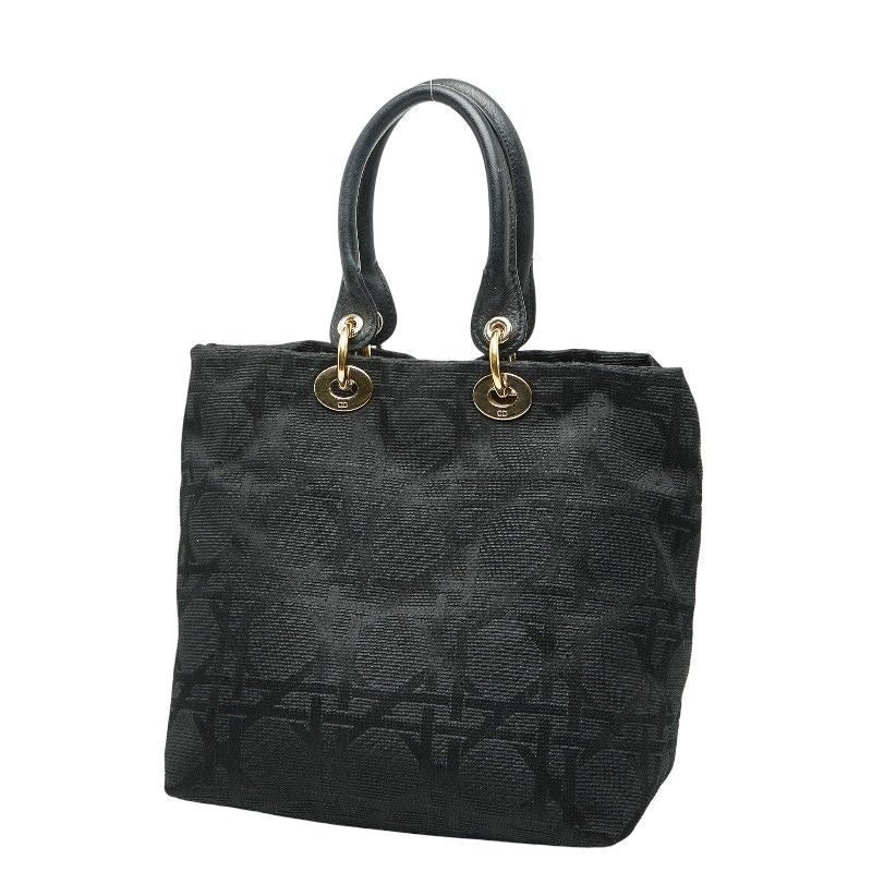 Dior Cannage Handbag Tote Bag Black Canvas Leather Ladies Dior