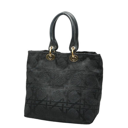 Dior Cannage Handbag Tote Bag Black Canvas Leather Ladies Dior