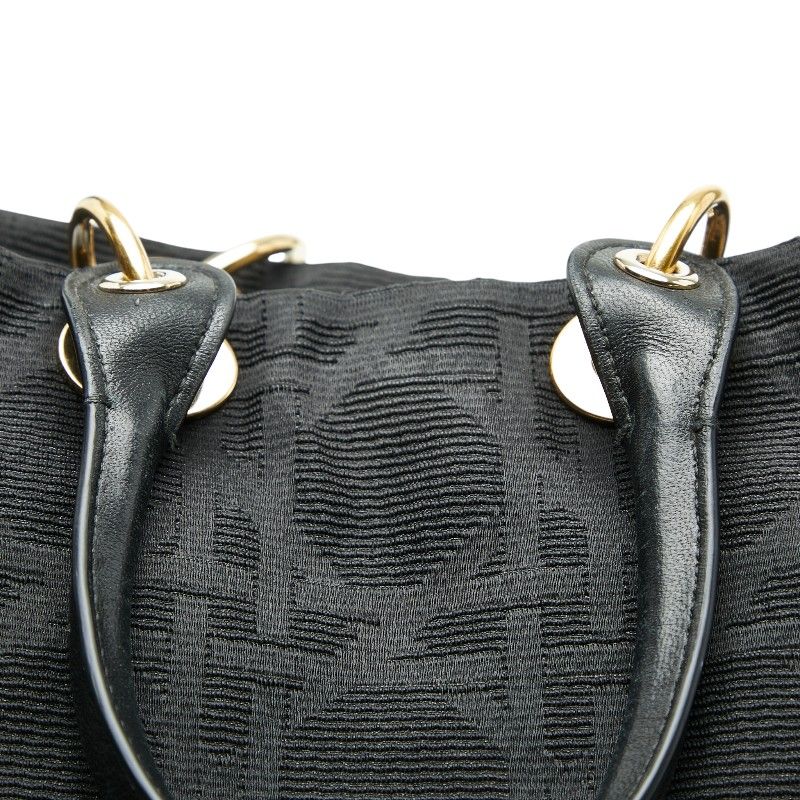Dior Cannage Handbag Tote Bag Black Canvas Leather Ladies Dior