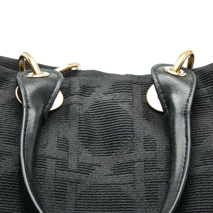 Dior Cannage Handbag Tote Bag Black Canvas Leather Ladies Dior