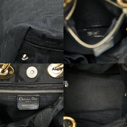 Dior Cannage Handbag Tote Bag Black Canvas Leather Ladies Dior