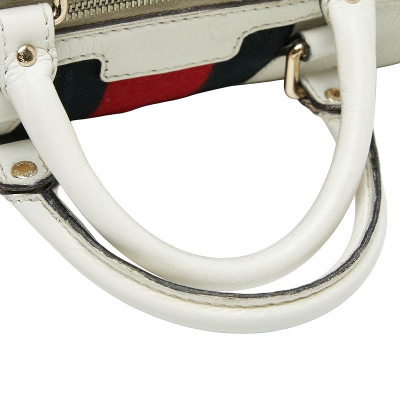 Gucci Sherry Line Mini Boston Bag Shoulder Bag 2WAY 247205 Beige Red Canvas