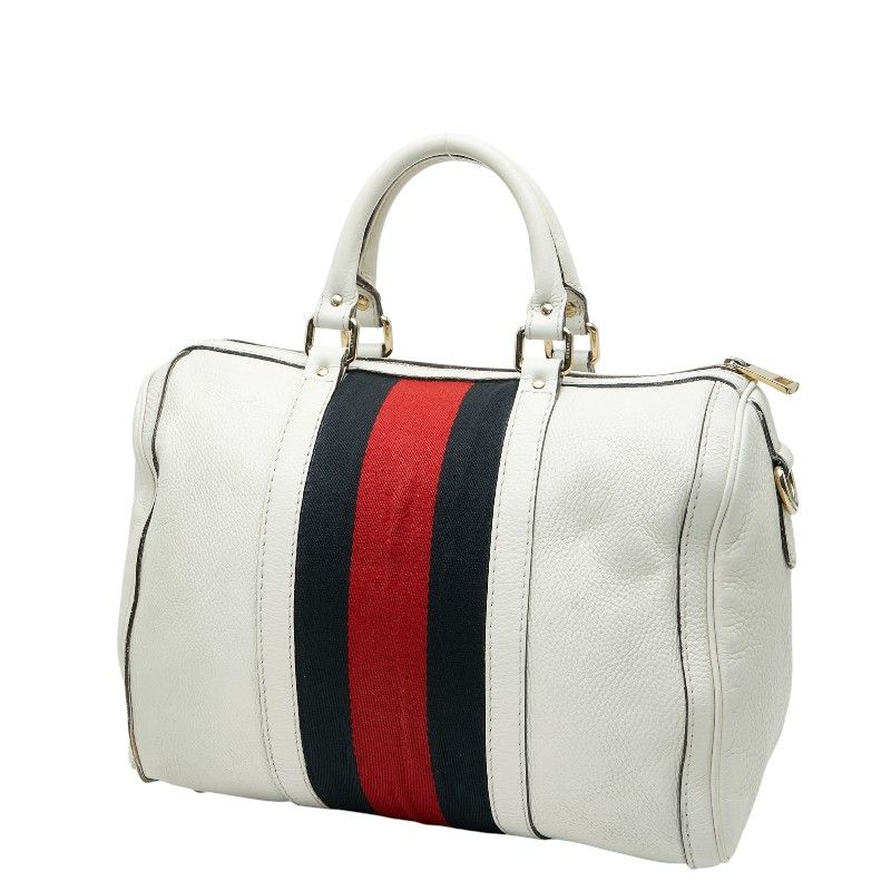 Gucci Sherry Line Mini Boston Bag Shoulder Bag 2WAY 247205 Beige Red Canvas