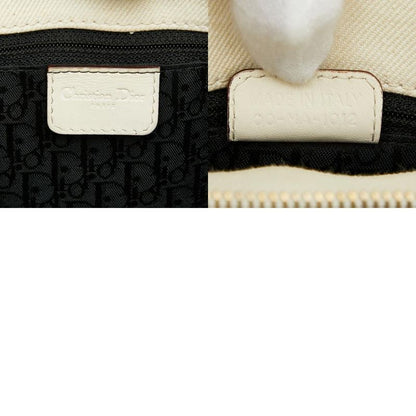 Dior Logo Handbag Tote Bag White Ivory Leather Ladies Dior