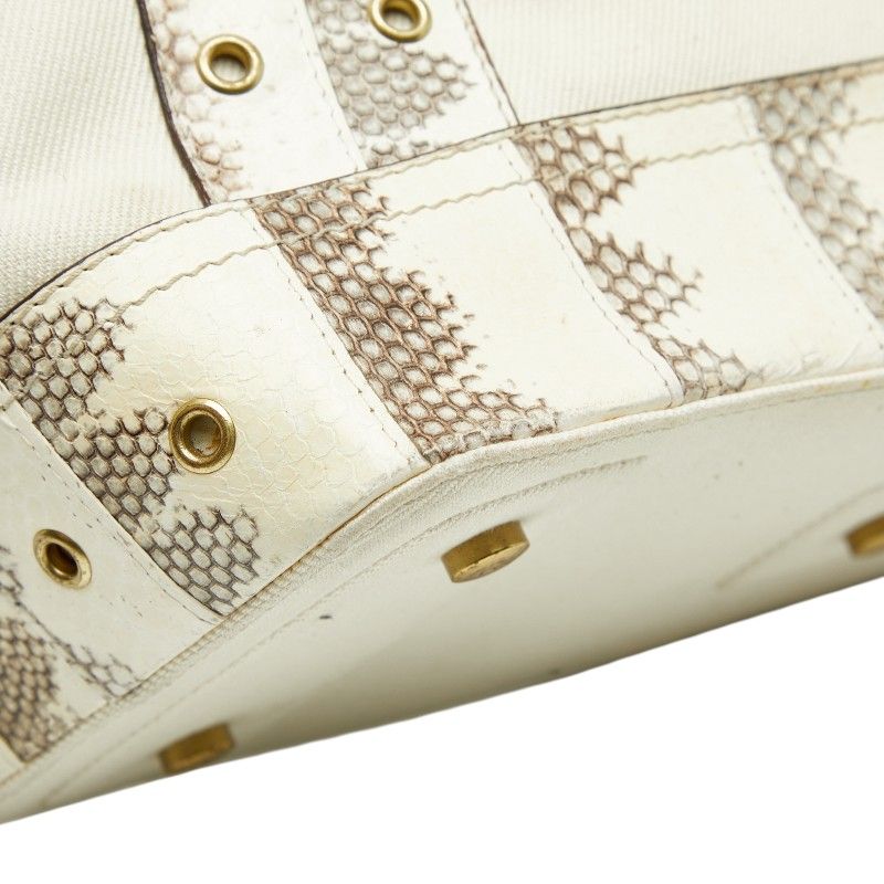 Dior Logo Handbag Tote Bag White Ivory Leather Ladies Dior