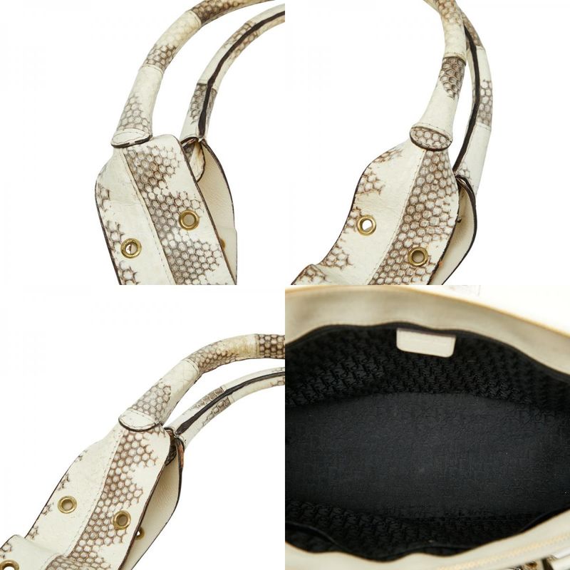 Dior Logo Handbag Tote Bag White Ivory Leather Ladies Dior