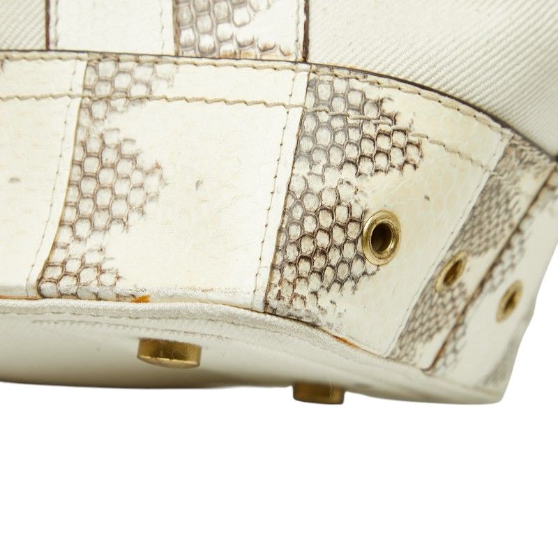 Dior Logo Handbag Tote Bag White Ivory Leather Ladies Dior